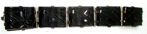 SELTEN VINTAGE 30ER JAHRE ART DECO BAKELIT E.P. SILBER PANEL ARMBAND VON REGINA - USA - Bild 3 von 9