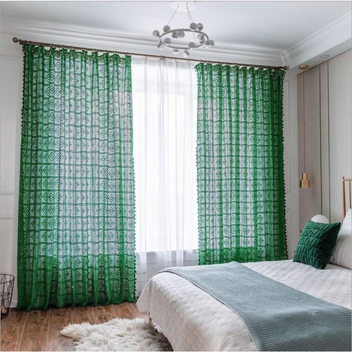 Bohemia Spitze Häkel Lang Gardine Volant Fenster Gardine für Wohnzimmer Schlafzimmer - Bild 2 von 23