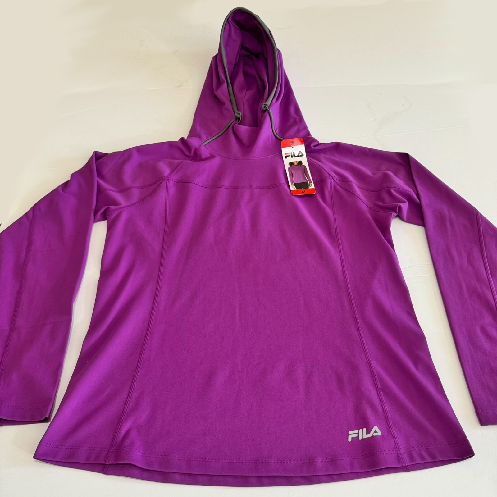 Felpa con cappuccio FILA donna Activewear allenamento collo imbuto viola taglia media nuova con etichette