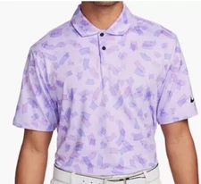 Mens Small-Nike Tour Dri-Fit Golf Polo Shirt Purple Rake Line Pattern FD5739-512