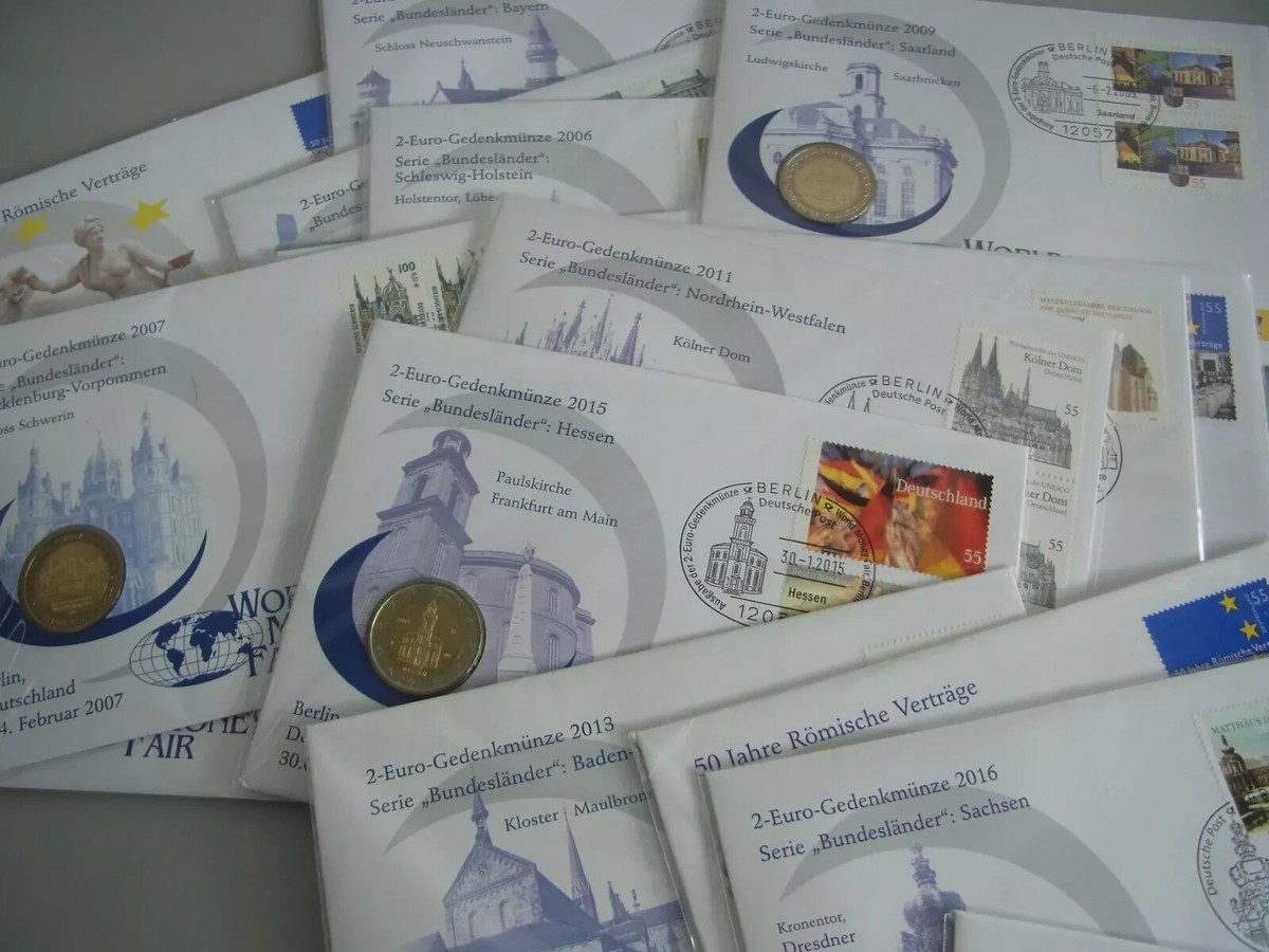 17 x 2 EURO MÜNZE - NUMISBRIEF MIT BRIEFMARKE - SCHÖNES LOT | eBay.de