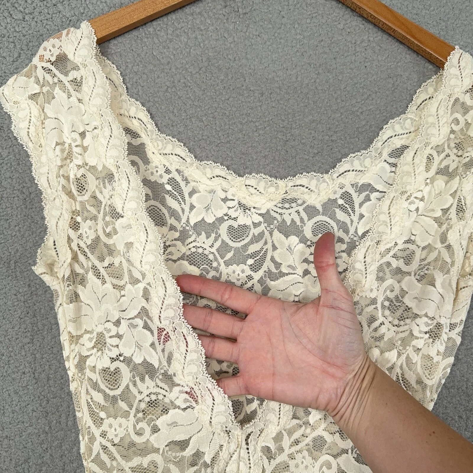 UNDERCOVER Abito slip vintage Victorias Secret donna medio panna lungo pizzo Y2K coquette