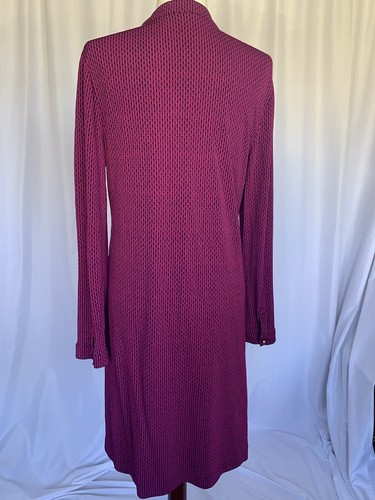 Tory Burch Shirtdress Rayon Knit Magenta/Black Dot, Large - Picture 5 of 10