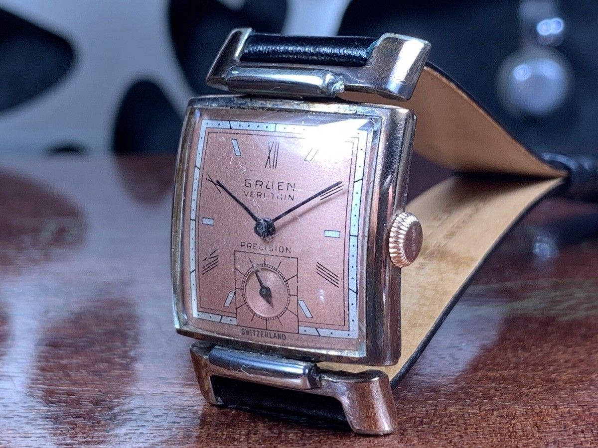 👀 GORGEOUS GRUEN DRIVER'S WATCH Swinging Lugs KEEPS TIME