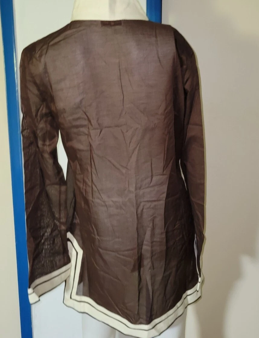 Tunica Tory Burch Tory Xs Caftan Resort copertura nuoto cioccolato profondo nuova con etichette