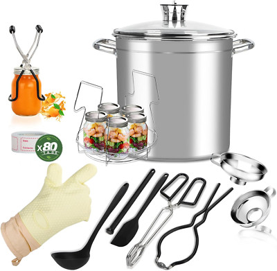 Canning Supplies Starter Kit - Stainless Steel Pot with Rack & Tools for Beginne