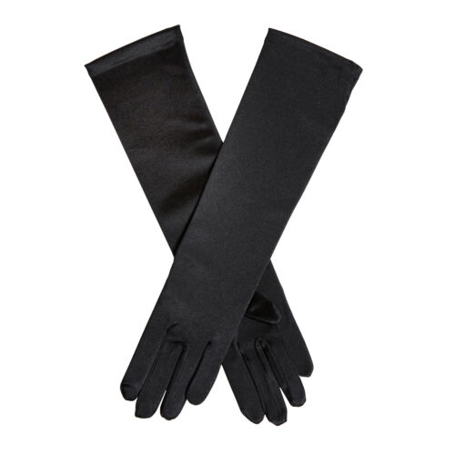Dents Womens Long Below Elbow Satin Gloves In Black - Picture 1 of 3