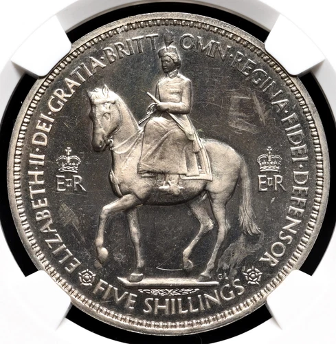GREAT BRITAIN. 1953 Elizabeth II Coronation Proof Crown, NGC PF65 Cameo