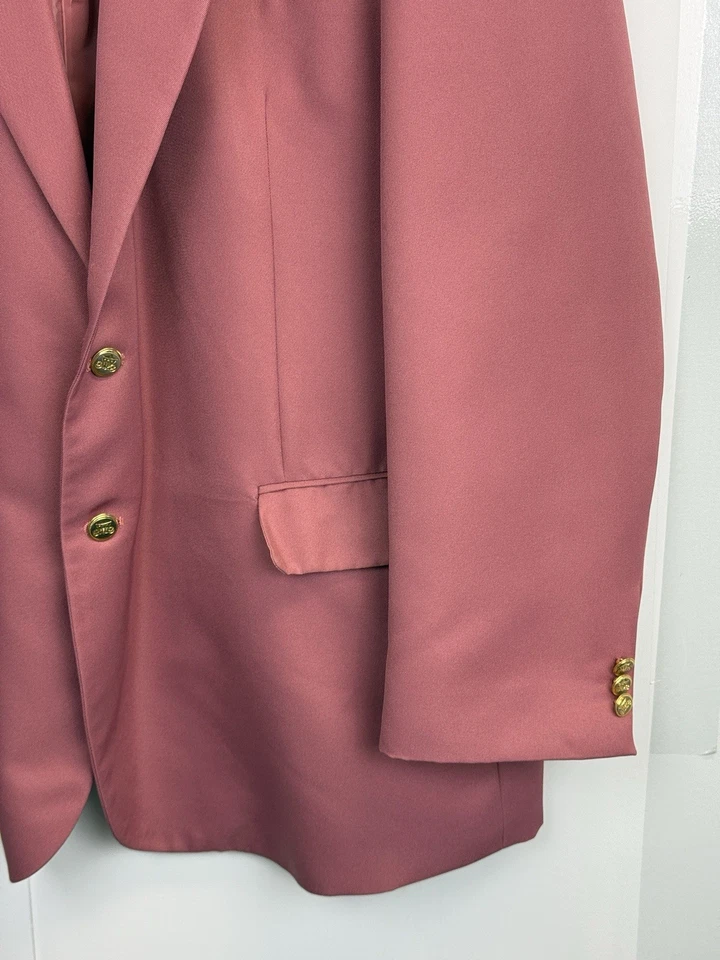 Vintage Haband Men's Size 54L Blazer Jacket Classic Metal Buttons Dusty Pink - Image 3 of 4