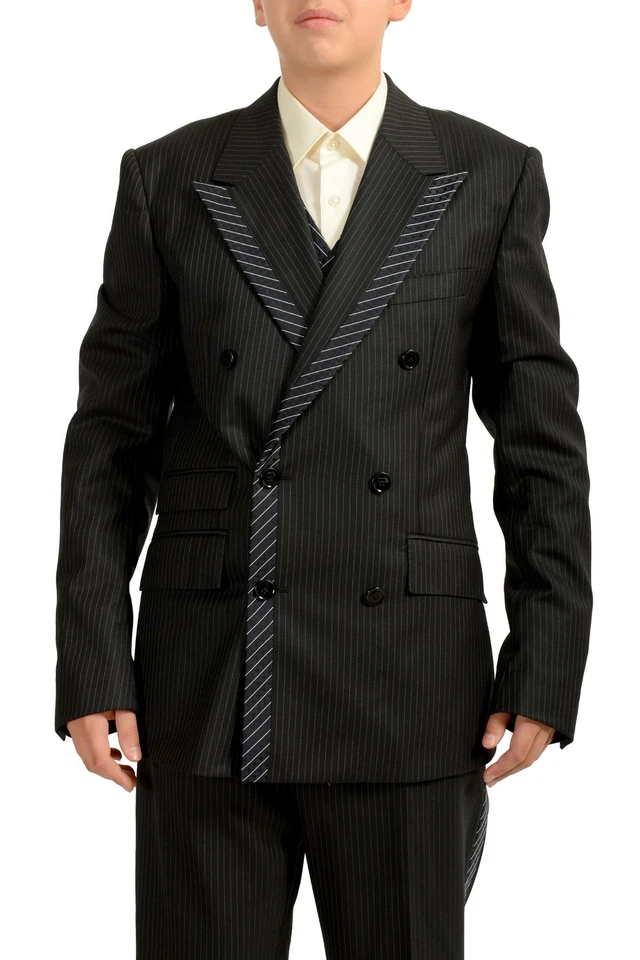 Костюм из трех частей мужской Dolce & Gabbana шелк шерсть в полоску размер США 36 IT 46 - Изображение 4 из 4