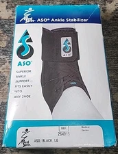 ASO Ankle Stabilizer Brace Large Black Med Spec Support Wrap Fits in Shoe