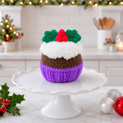 STRICKANLEITUNG - Christmas Pudding Cupcake Schokolade Orange Hülle / 9 cm Spielzeug