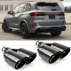 2.5" Inlet to Dual 4" Outlet Real Carbon Exhaust Tips For X5 F15 G05 M Style X3
