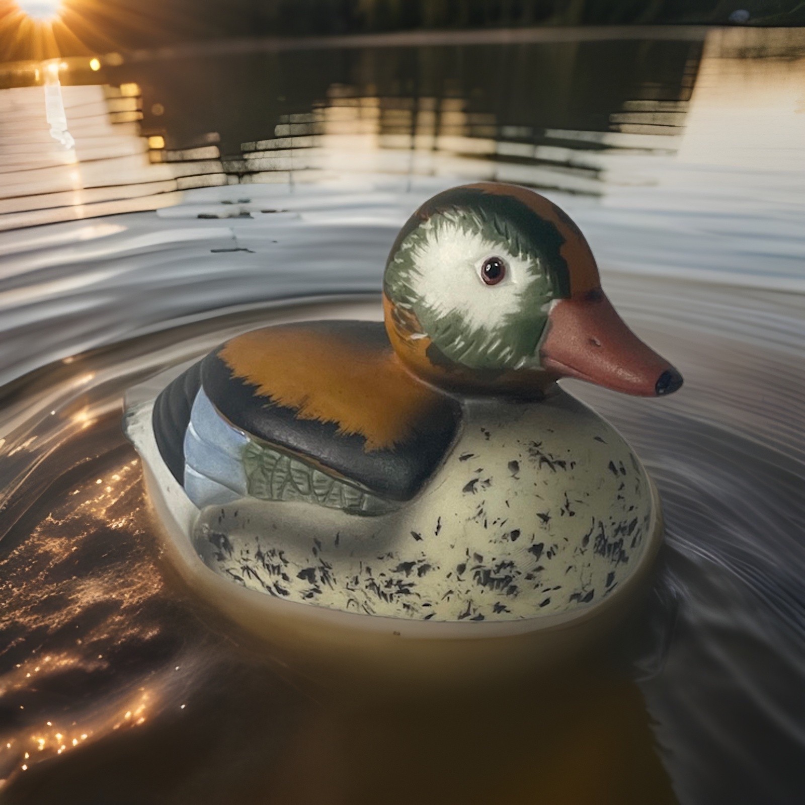 Vintage 1984 Enesco Hand Painted Porcelain Duck Figurine Decoy - Taiwan 5