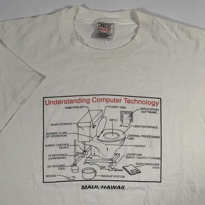 VTG 90s Understanding Computer Technology T-Shirt Mens XL X-Large Maui Hawaii