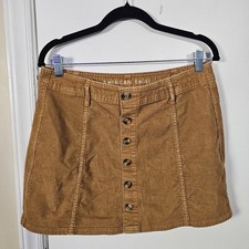 American Eagle Mini Corduroy Button High Rise A Line Stretch Skirt Sz 10 Y2K