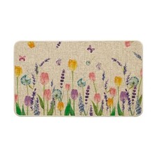 Tulip Lavender Spring Decorative Doormat, Seasonal Flower 17" x 29" Beige