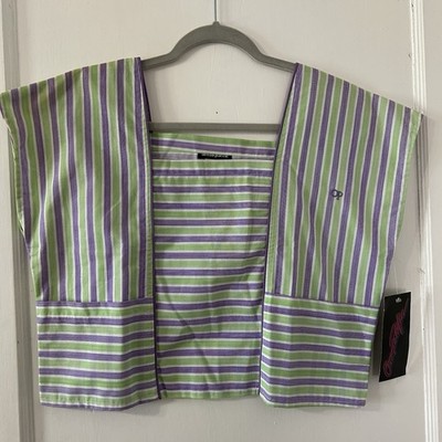 Vtg New Old Stock Ocean Pacific Stripe Cropped Shirt Top Large Purple Green