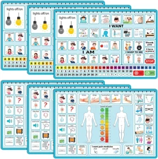 6 Pcs Communication Board for Nonverbal Adults Aphasia Colorful Picture Symbol C