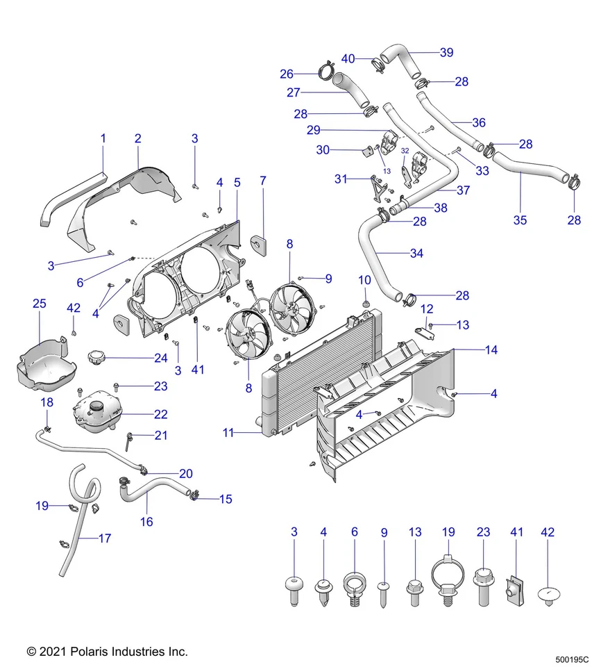 Polaris Radiator Core, 17FPI [Includes Drain Valve], Genuine OEM Part 1241386 - Image 2 of 2