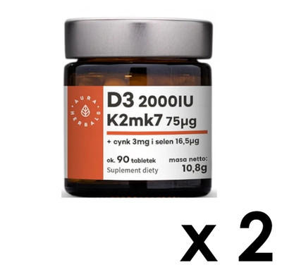(Einheit/0,16 ) 2 x Vitamin D3 2000IU + K2mk7 + Zinc + Selenium  2 x 90 Tab. D/S