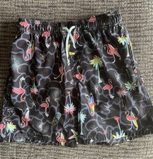 Boys Swimming Trunks Size Medium Black Flamingo Drawstring Size Medium