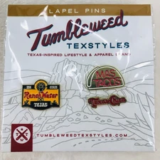 Tumbleweed Texstyles Enamel Pin Set of 3 - Ranch Water Texas Chica Mas Tacos