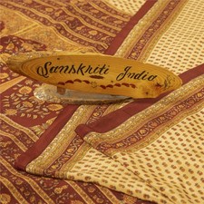 Sanskriti Vintage Saree Yellow Pure Crepe Floral Print Sari 6.5 Yd Craft Fabric