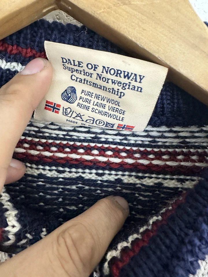 Suéter de Lana Dale Of Norway Para Hombre Blanco y Azul Equipo de Esquí de Estados Unidos 1/4 Cremallera Talla Pequeña Foto 4 de 4