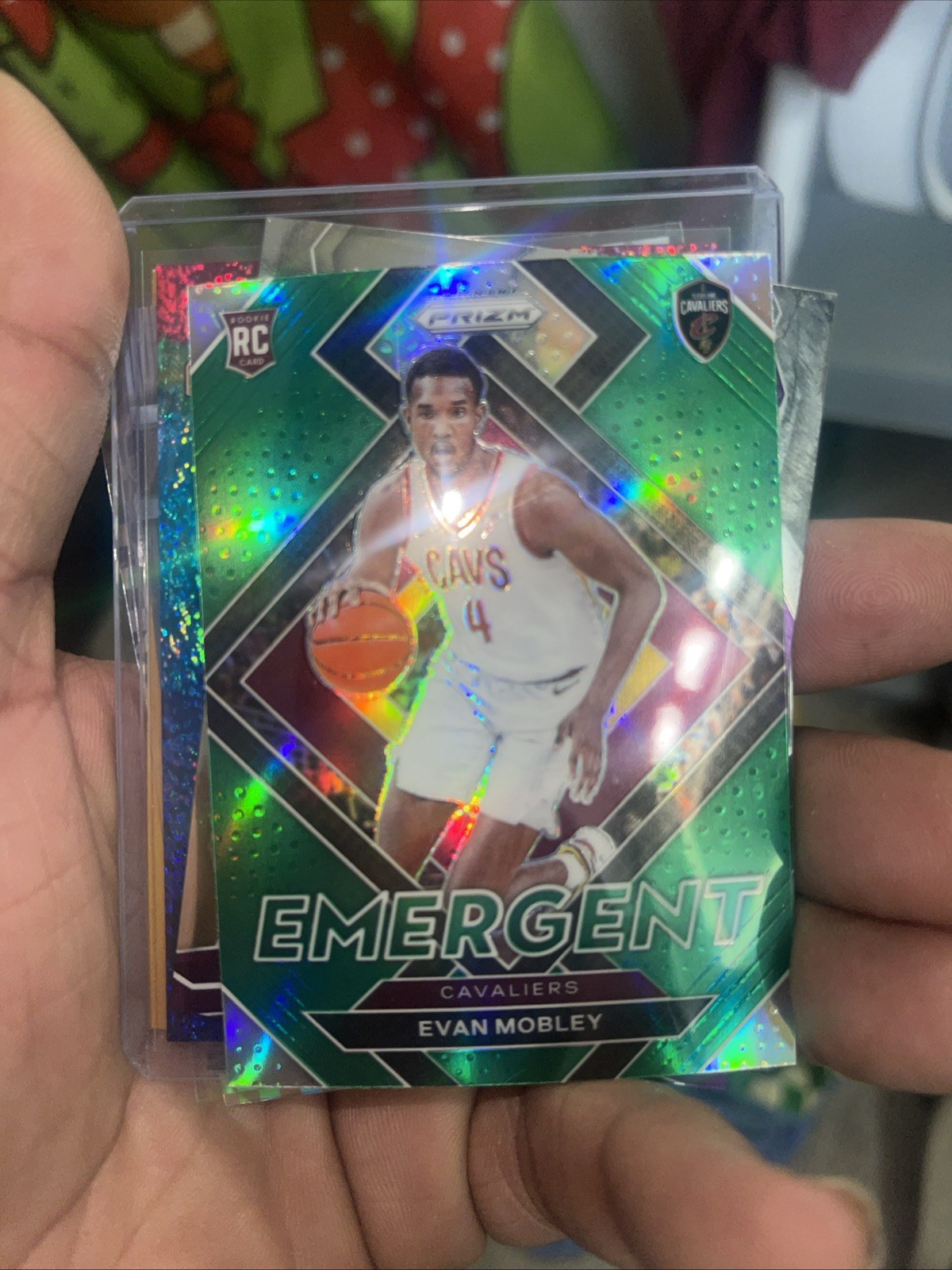 2021-22 Panini Prizm Evan Mobley GREEN Wave Prizm RC #9 Emergent Cavaliers!
