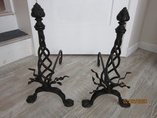Large 22  Arts Crafts Wrought Iron Forged Fir...