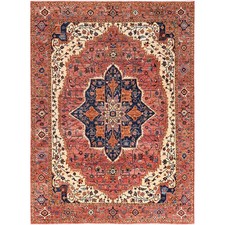 10'2"x13'8" Red Seeripe Heris Aryana Collection Soft Wool Hand Knotted Rug R1094