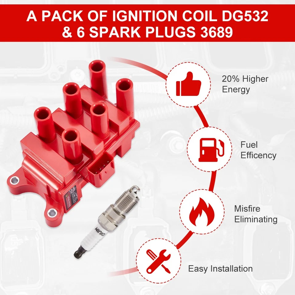 Ignition Coil + Spark plug & Wires For Mercury Sable 3.0L Monterey 4.2L F-150 - Image 3 of 4