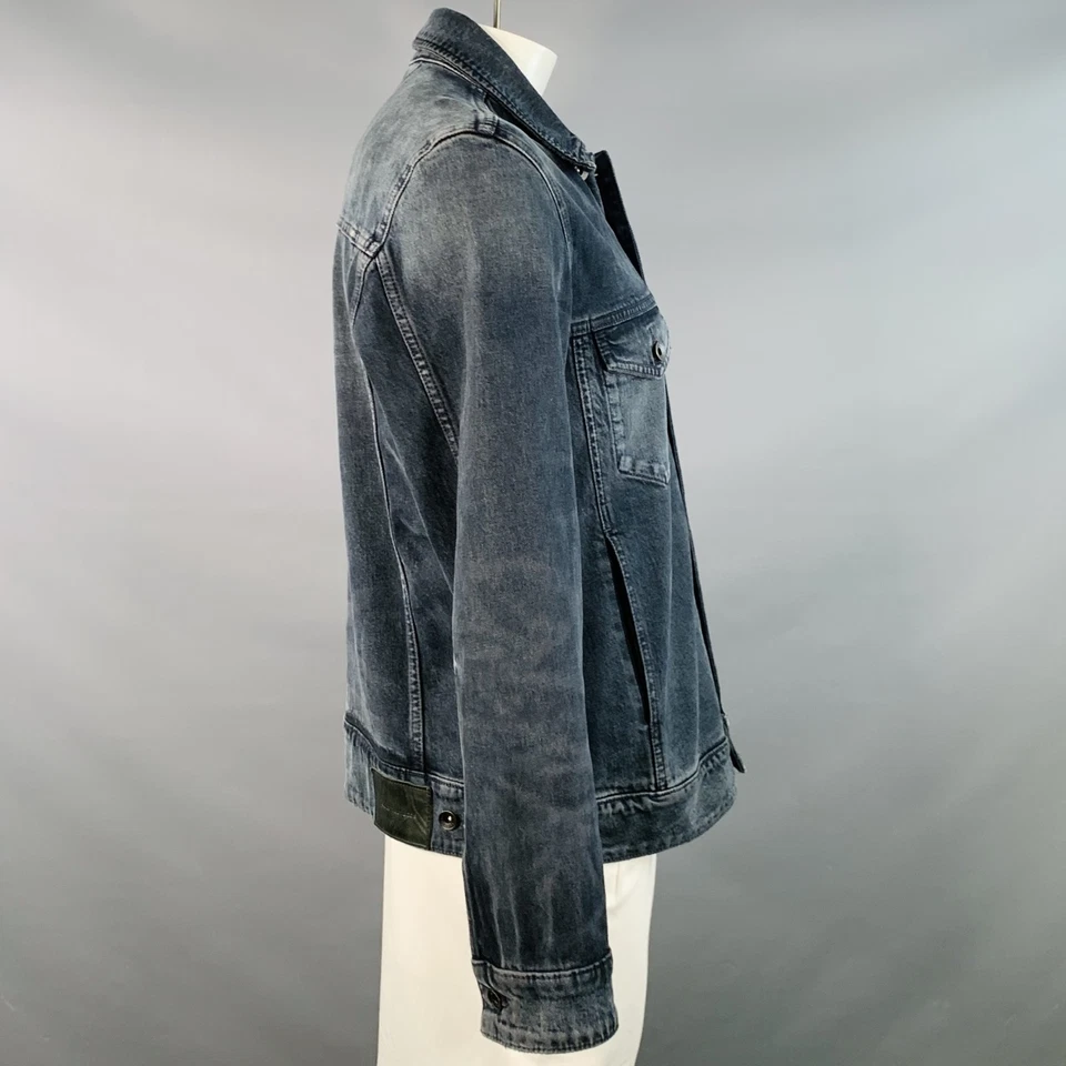 JOHN VARVATOS Size XL Blue Grey Cotton Blend Denim Twill Patch Pockets Jacket - Image 2 of 4