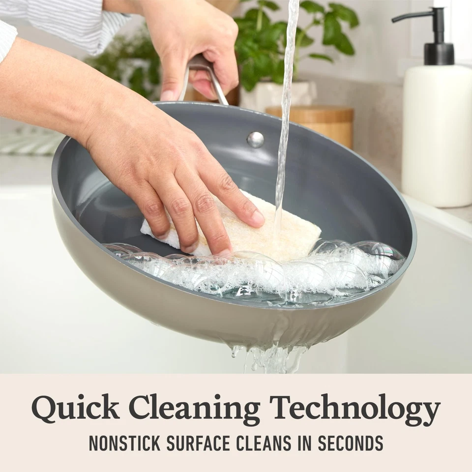 Calphalon® Premier Cerámica Antiadherente 8" y 10" Juego de Sartenes, Champiñón Gre Foto 2 de 4