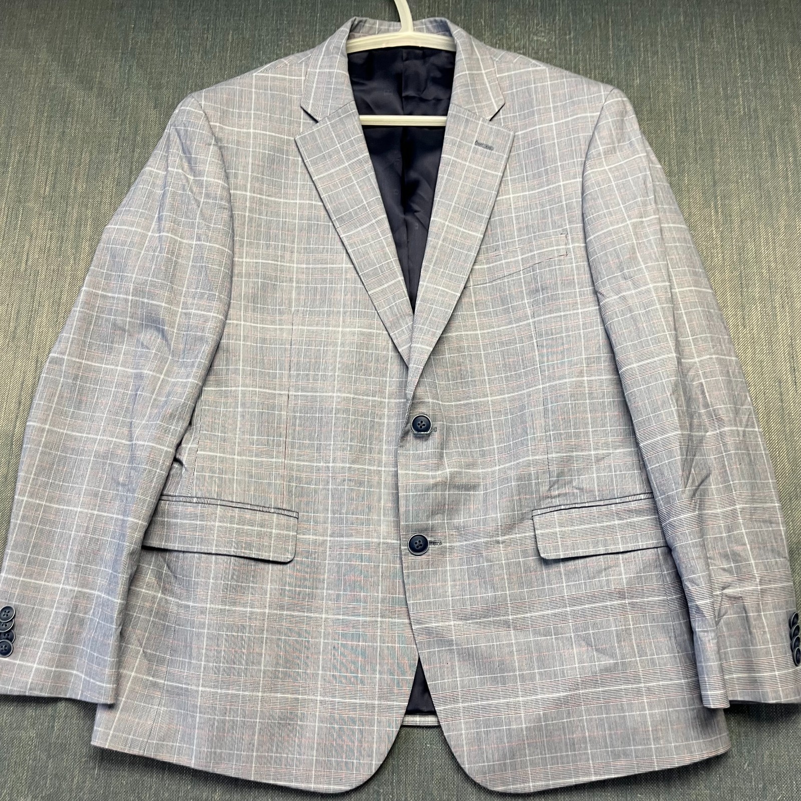 Tommy Hilfiger Men's Plaid Blazer Size 42S Gray Blue Red Stretch Sport Coat