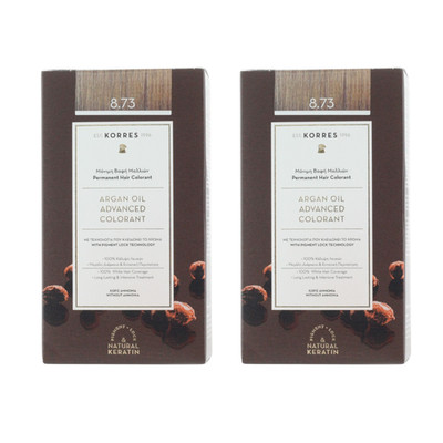 2x Korres Permanent Haarfärbemittel Ammoniakfrei Golden Caramel 8,73 -...