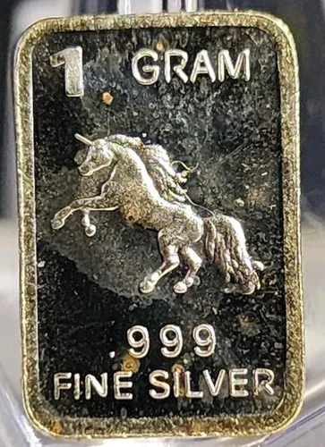 1 Gram .999 Fine Silver Art Bar Ingot. Unicorn. Fun & Unique Way To Invest.