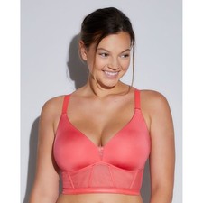 Cosabella Coral Pink Longline Bralette Mesh Corset Style Zipper Back Bra Top S