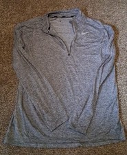 Nike Dri-Fit Running Quarter Zip Pullover Men  s Large Gray Thumb Holes