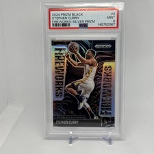 145752067 Stephen Curry 2024 Panini Prizm Black #2 Silver Fireworks PSA 9 GOAT