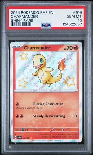 2024 POKEMON PAF EN-PALDEAN FATES SHINY RARE #109 CHARMANDER PSA 10