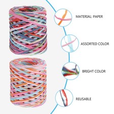 2 Rolls Raffia Paper Ribbon Exquisite DIY Packing Rope Gift Wrapping Ribbon