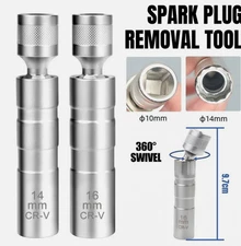 14MM + 16MM Magnetic Swivel Spark Plug Socket 12-Point Removal Tools Universal