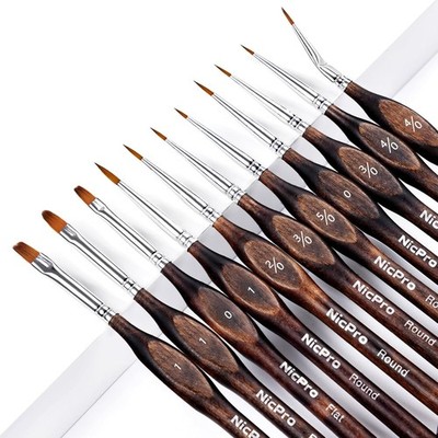 Nicpro Pinselset Malen 11-teiliges Premium Feine Detail Pinsel Set für Acryl, Aq