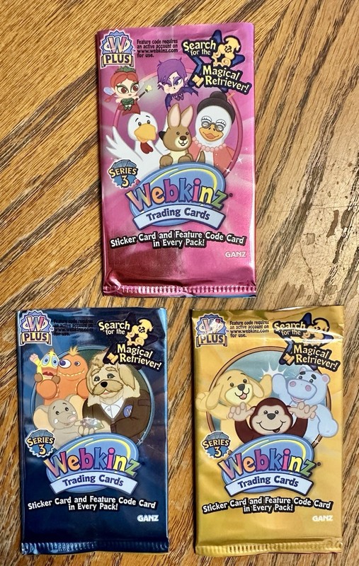 3 Webkinz Trading Cards 2007 Unopened Booster Packs Series 3. Factory Sealed!