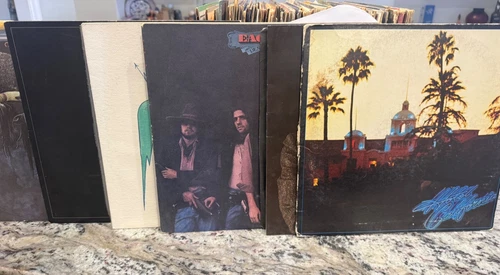 THE EAGLES 6X LP LOT S/T HOTEL CALIFORNIA, DESPERADO ONE OF NIGHTS LONG RUN