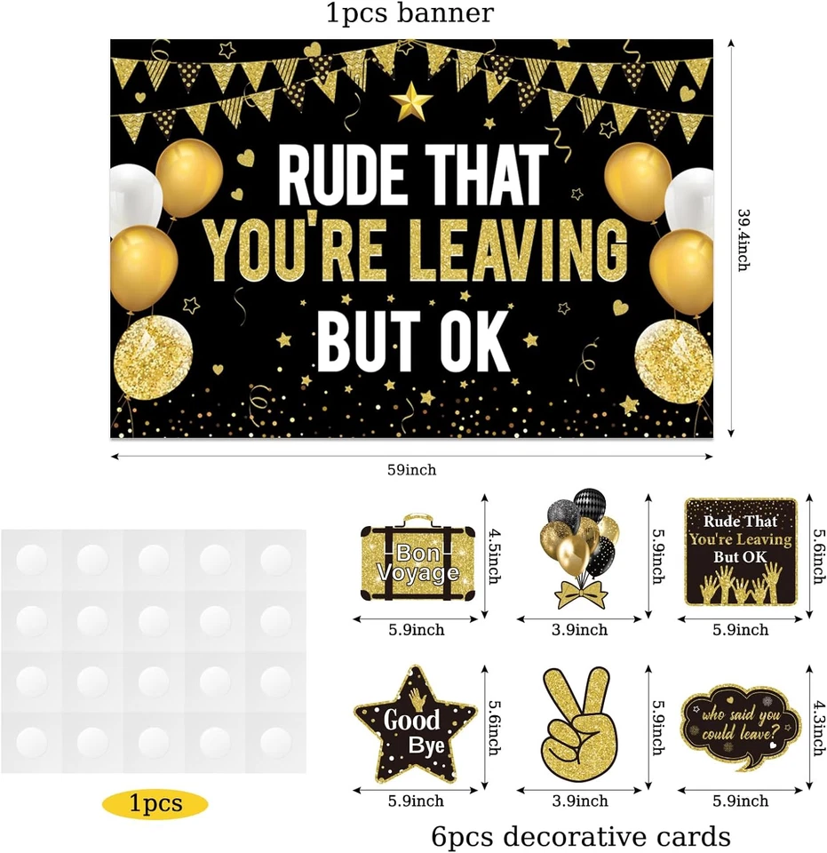 Украшения для вечеринок для мужчин и женщин We Will Miss You черное золото принадлежности для прощальной вечеринки - Изображение 4 из 4