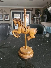 Hand Carved Wooden Carousel Horse 12.5x6.5"