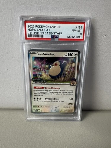 PSA 8 - Hop's Snorlax Staff Stamped Promo SVP 184 Journey Together Pokemon TCG